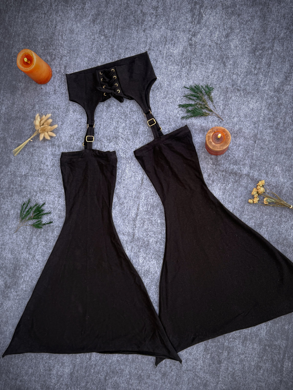 Black Lace Up Garter Chaps (S,M,L)