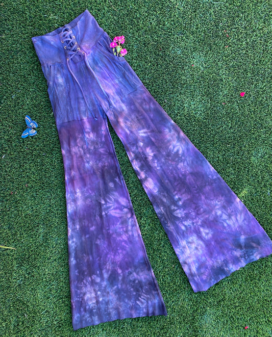 Medium Flora Lace Up Pocket Flow Pants in Purple Rain