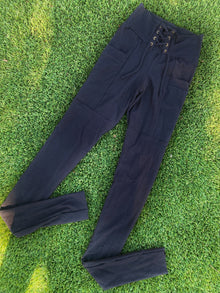 Large Lace Up Pocket Leggings in Black