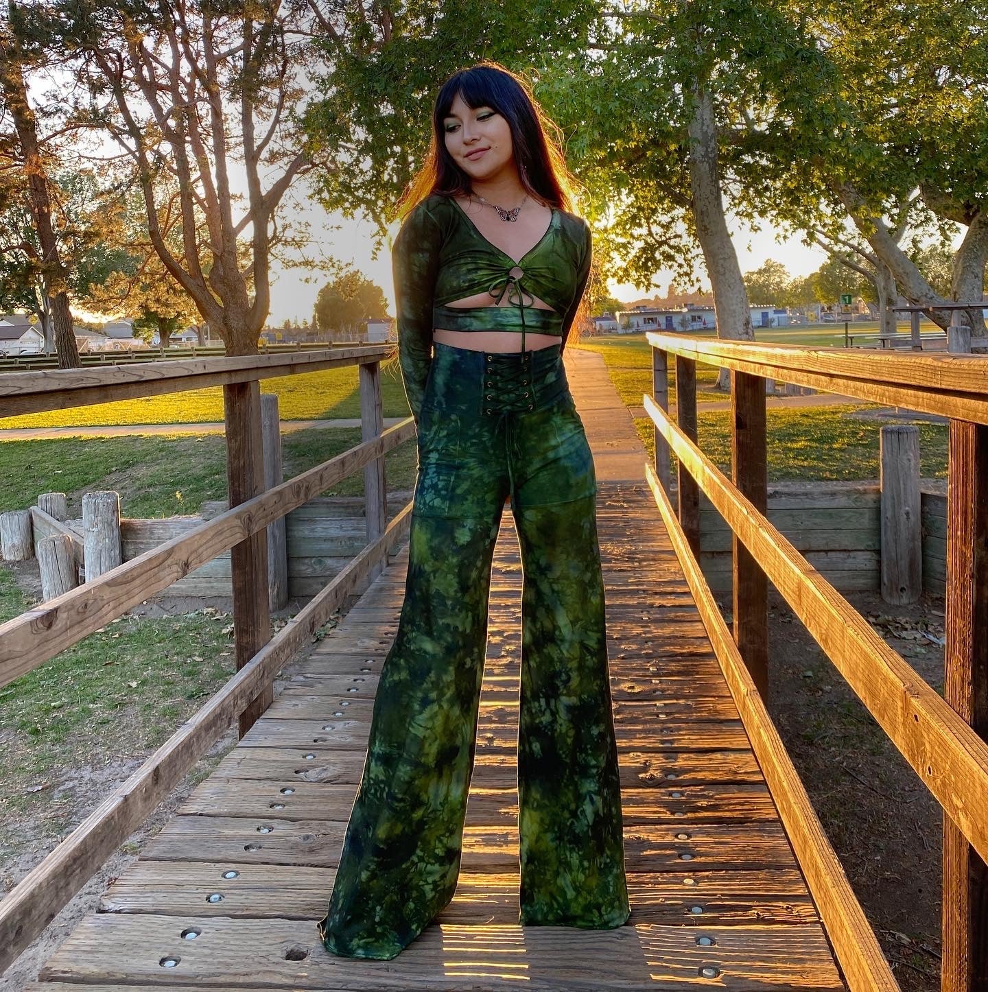 Small Luna Top in Forest Green