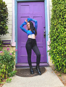 Large Lace Up Pocket Leggings in Black
